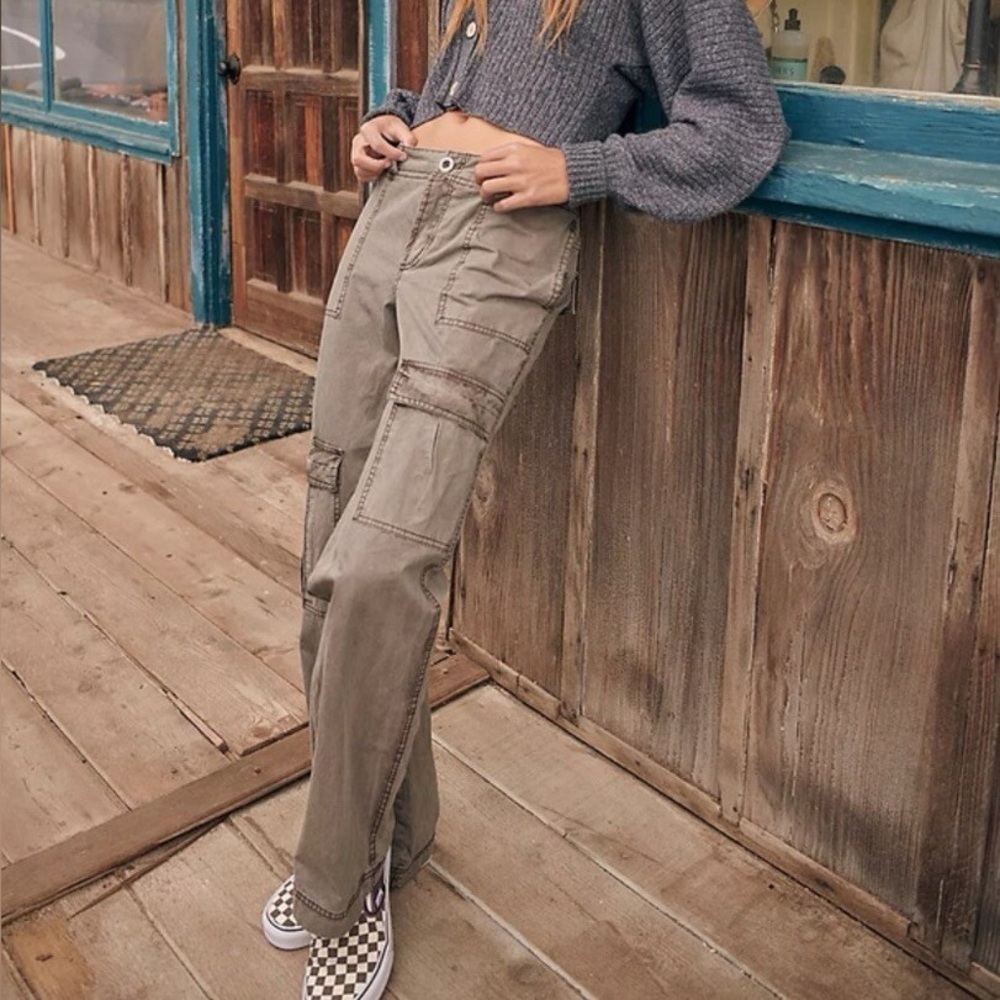 Free People The Thing Is Utility Cargo Pant 4 Brown Wild Truffle Low Rise Boho - Picture 3 of 11